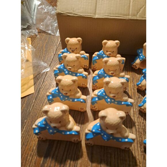 New Country Bear Style Ceramic Table Placeholders & Napkin Rings Set 8 Tableware - Picture 3 of 6
